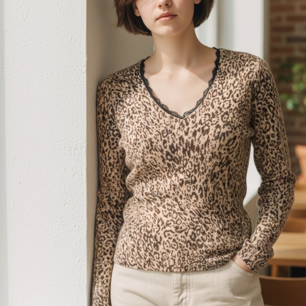 Belford for Saks 5th Ave Animal Print Cashmere Sweater